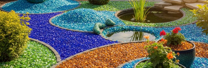 Uses of Crushed Colored Glass Chips in Home and Garden