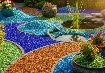 Uses of Crushed Colored Glass Chips in Home and Garden