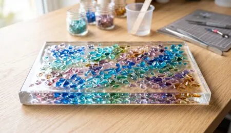 DIY Resin Art With Colored Glass Chips