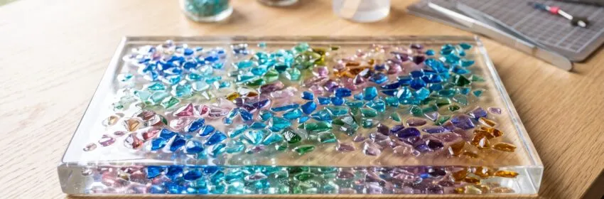 DIY Resin Art With Colored Glass Chips